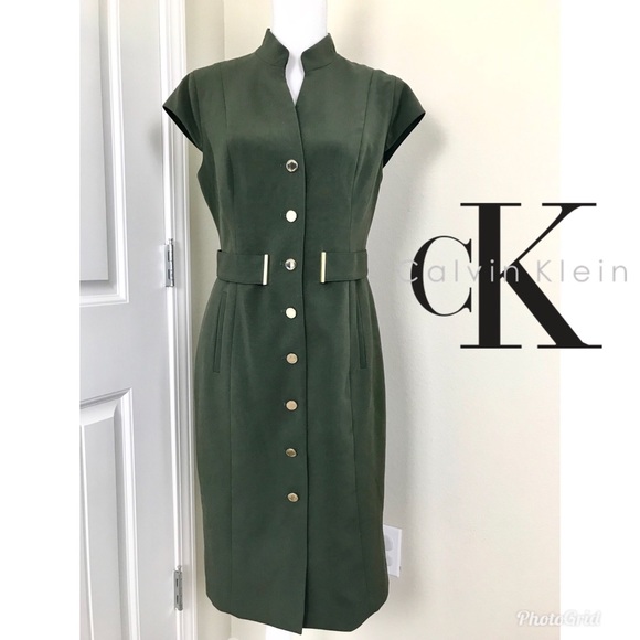 calvin klein olive green dress